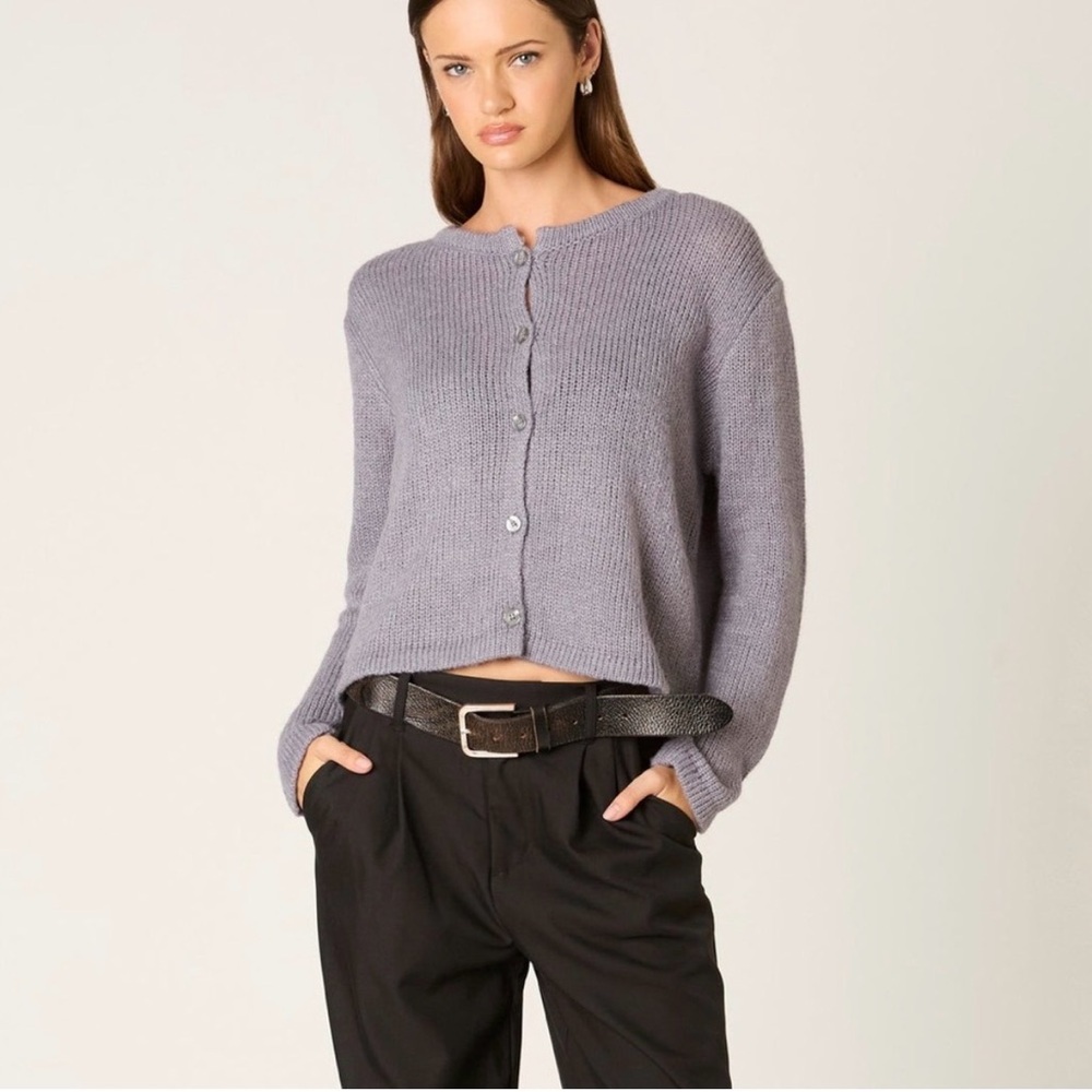 NWT NIA Ariana button front long sleeve cardigan sweater size L/XL grey